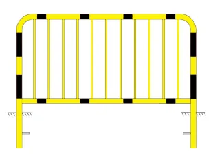 Bariera chodnikowa U-11a szczeblinkowa | do wkopania, wbetonowania, żółto-czarna